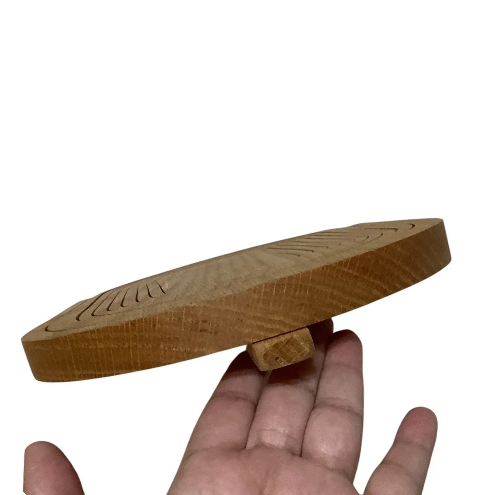 Handcrafted Oak Wood Collapsible Spiral Basket Folding Trivet Fruit Bowl 12in
